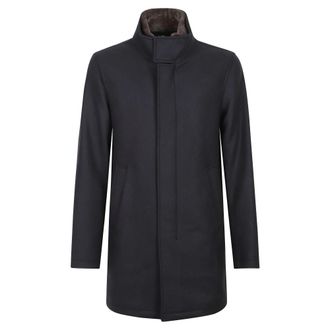 Herno Jas met hoge kraag en contrasterende binnenkant - Heren - Mantels - Blauw - Maat: L Wol