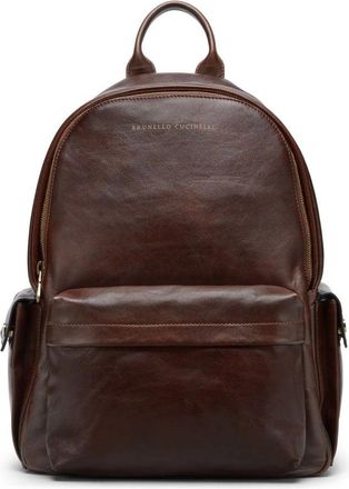 Brunello Cucinelli LEATHER BACKPACK Size: OS, colour: BROWN