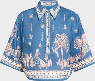 Alemais x LRNCE Acacia Cropped Linen Shirt