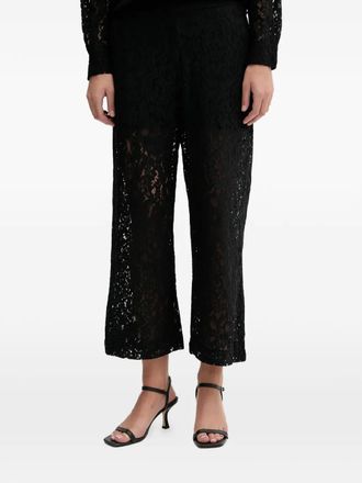 DKNY lace-detail trousers - women - Fabric - 38 - Black