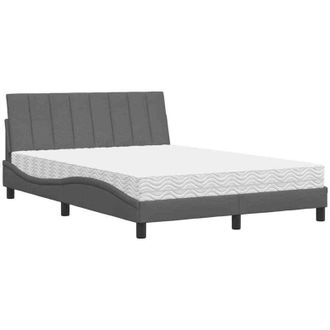 vidaXL Cama Con Colch&oacute;n Tela Gris Oscuro 120x200 Cm Vidaxl