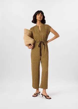 Whistles Ikat Spot Sleeveless Jumpsuit in Khaki/multi at Nordstrom, Size 10
