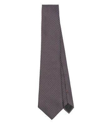 Ermenegildo Zegna geometric-jacquard tie - Brown