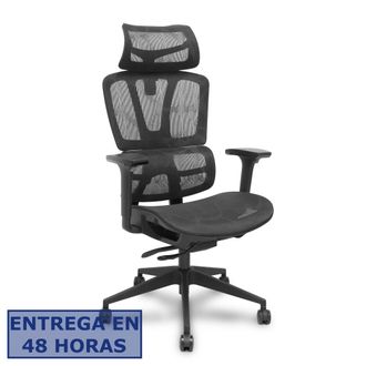 Piqueras y Crespo Silla Oficina Mesh Negra Pro537 Con Respaldo Fijo, Cabecero 2d, Apoyo Lumbar Fijo, Brazos 3d, Mecanismo Sincro/traslack, Para Uso De 8 Horas Y Peso M&aacute;