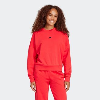 adidas Sweatshirt ADIDAS SPORTSWEAR W SL FC SWT, Damen, Gr. XXL, rot (pure ruby, schwarz), Obermaterial: 70% Baumwolle, 30% Polyester, Rundhals, angesetztes 