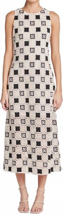 English Factory Crochet Patchwork Sleeveless Dress In Ivory/black