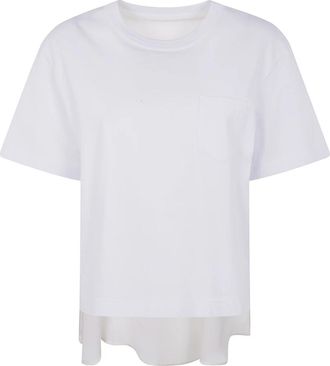 sacai Nylon Twill Mix Katoen Jersey T-shirt - Dames - T-shirts - Wit - M - Katoen - Tops