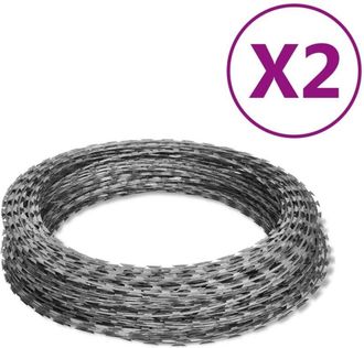 vidaXL Vidaxl - Alambre De Espino Rollo Helicoidal 2 Uds Acero Galvanizado 100m