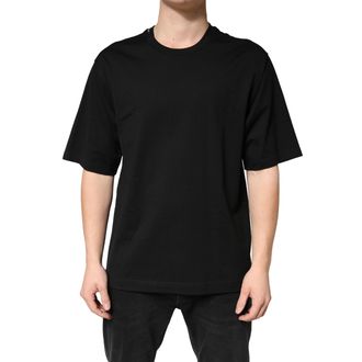Dolce & Gabbana Black Cotton Crewneck Short Sleeve Mens T-Shirt