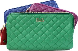 Dolce & Gabbana Blue Green Purple Leather Clutch Bag (Pre-Owned)