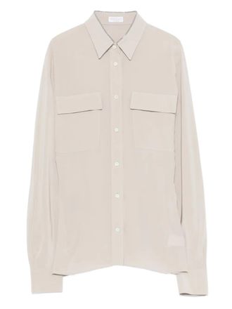 Brunello Cucinelli Blouse met zak en knoop - Beige