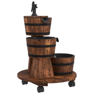 vidaXL Vidaxl - Fuente De Agua Con Bomba Y Ruedas Madera De Abeto 55x55x80 Cm