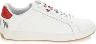 Paul Smith Witte Rode Leren Albany Sneakers - Heren - Sneakers - Wit - 41 EU - Leer - Schoenen