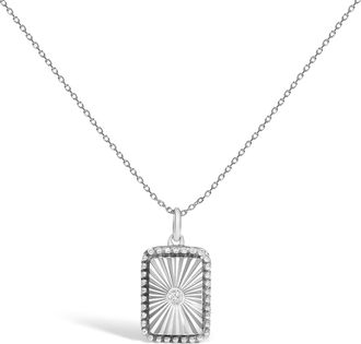 House of Brilliance 10K White Gold Diamond Accent Rectangular Shape Medallion Pendant Necklace