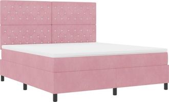 vidaXL Box Spring Bed with Mattress Pink 180 x 200 cm Velvet vidaXL