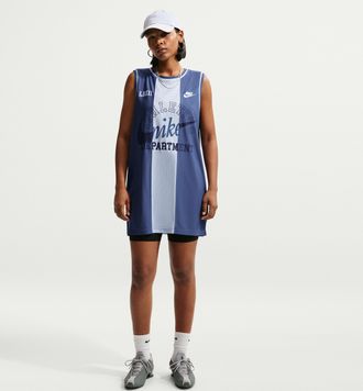 Nike Womens Nike Sportswear Loose Heritage Jersey Dress in Blue | IR1703-461