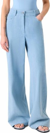 Akris Cooper High Rise Pants In Sky Blue
