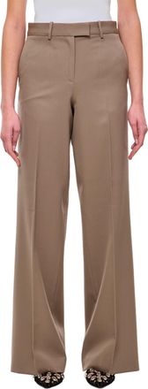 The Attico Tailored Wide-Leg Gabardine Trousers With Metal Detail