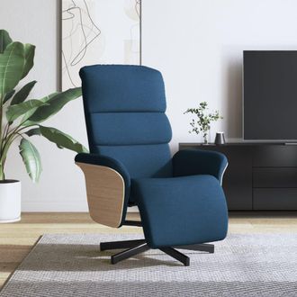 vidaXL Sill&oacute;n Reclinable Con Reposapi&eacute;s Tela Azul Vidaxl