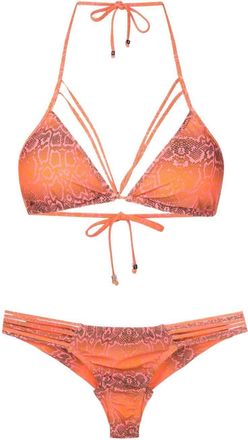 Amir Slama snakeskin-print cut-out bikini - women - Polyamide/Elastane - GG - Orange