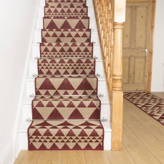 Runrug Stair Runner Carpet - Durable, Non-Slip, 7mm - Prism in Red | Size: 80 cm x 480 cm