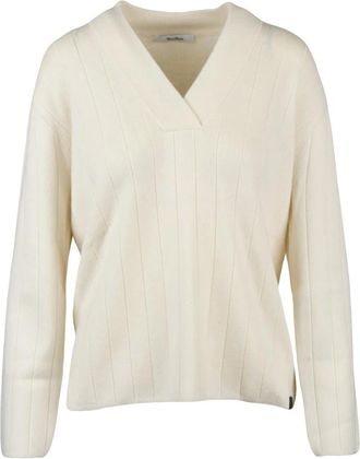 Max Mara Truien & Vesten, Dames, Wit, M, Kasjmier, Arten Pullover a V