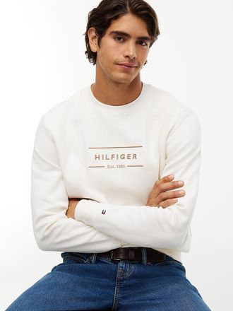 Tommy Hilfiger Mens Embroidered Intechno Knit Sweatshirt - Ivory Petal - XXL
