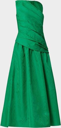 Shoshanna Gabriele Pleated Swirl-Print Midi Dress