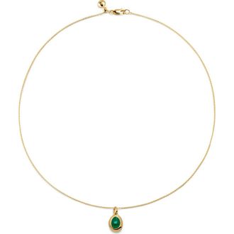 Monica Vinader Birthstone Locket Pendant Necklace in 18Ct Gold Vermeil /Green Onyx at Nordstrom