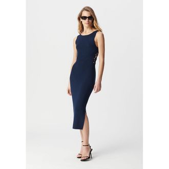 Ikks Halflange, mouwloze jurk in tricot met ronde hals