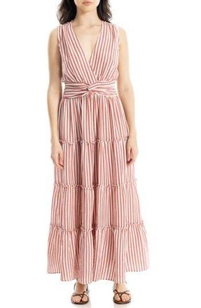 Max Studio Knotted Tiered Maxi Dress in Red/White Stripe at Nordstrom Rack, Size X-Small