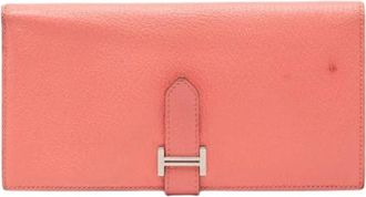 Herm&egrave;s Pre-owned Wallets, female, Pink, Size: ONE SIZE Pre-owned Vintage Leather Wallet