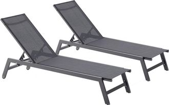 Concept Usine Juego de 2 tumbonas gris oscuro y negro