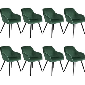 TecTake Dining Chair Marilyn Set Of 8 - Dark Green / Black | Size: 8 Pack