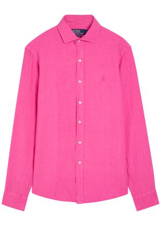 Polo Ralph Lauren Logo-embroidered Linen Shirt - Pink - XL