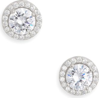 Nordstrom Rack CZ Pav&eacute; Button Stud Earrings in Clear- Silver at Nordstrom Rack