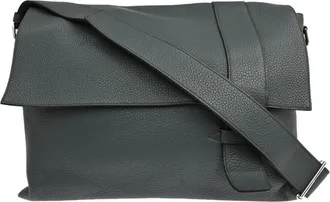 Herm&egrave;s Alfred Messenger Clemence Gray Leather Handbag (Pre-Owned)