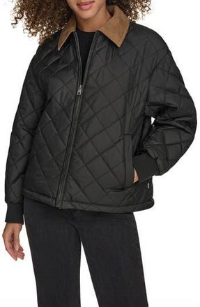 Levi's Diamond Quilted Water Resistant Corduroy Collar Jacket in Black at Nordstrom Rack, Size X-Small