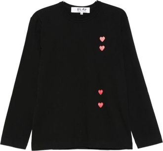 Comme Des Gar&ccedil;ons Long Sleeve Tops, male, Black, Size: XL Logo Print Any Heart L/S T-Shirt
