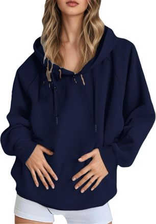 Generic Womens Hoodies & Sweatshirts Casual Pullover Hoodie Lightweight Fleece Sweatshirt Comfortable Solid Color Raglan Sleeve Jacket for Everyday Activities