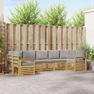 vidaXL Vidaxl Set Di Divani Da Esterno 6 Pz Bianco E Grigio Chiaro Poliestere