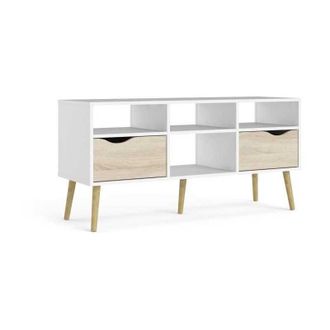 Tvilum Mueble De Tv - 4 Compartimentos Y 2 Cajones - Blanco / Roble - 117,2 X 39,1 X 57,4 Cm