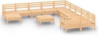 vidaXL Juego De Muebles De Jard&iacute;n 12 Piezas Madera Maciza De Pino Vidaxl