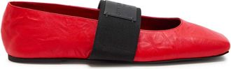 Givenchy Logo-appliqu&eacute;d Leather Ballet Flats - Red - 38 (IT38 / UK5)