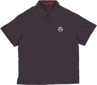 Acupuncture Donkergrijze Polo Tee met 3D-logo - Heren - Polos - Grijs - M - Katoen - Tops
