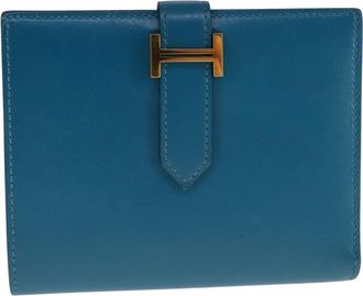 Hermès Béarn Blue Leather Wallet (Pre-Owned)