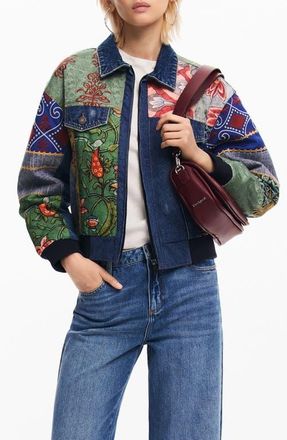 Desigual Amsterdam Embroidered Denim Jacket in Blue at Nordstrom, Size X-Small