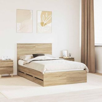 Berkfield Home Bed Frame with Drawer Sonoma Oak 120 x 190 cm Engineer Wood in Brown