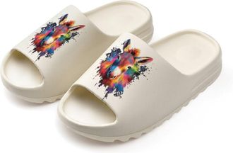 Generic Donkey Watercolor Slides for Women Men Soft Thick Bottom Coconut Slippers Sandals for Bathroom Beach