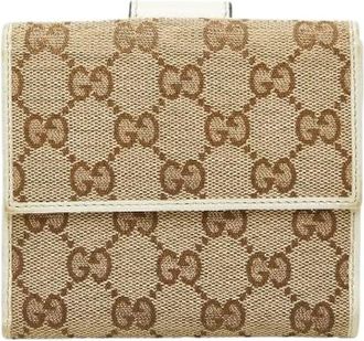 Gucci Pre-owned Wallets, female, Beige, Size: ONE SIZE Pre-owned Canvas Wallet